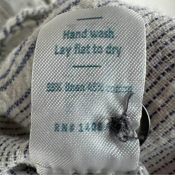 Marine Layer Stripe Button Linen Blend Dress Coastal Beach - Picture 8 of 11